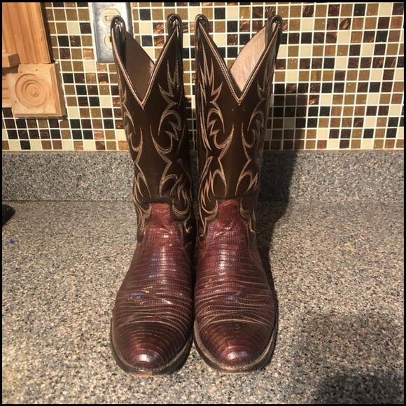 Vintage Dan Post Lizard Skin Cowboy Boots - Picture 1 of 5